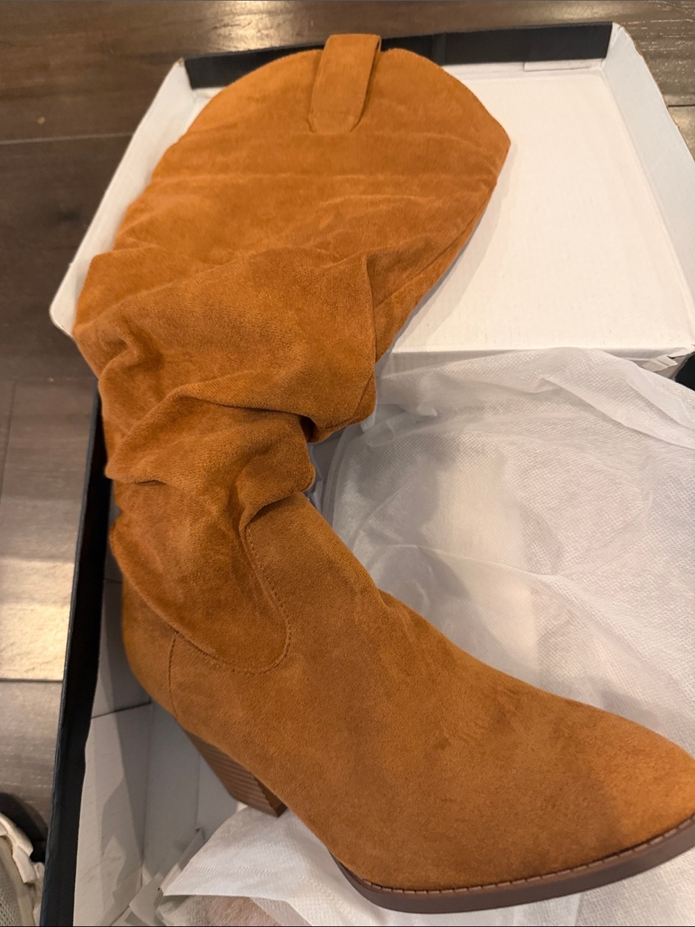 Women’s Slouchy Suede Knee-High Boot in Cognac